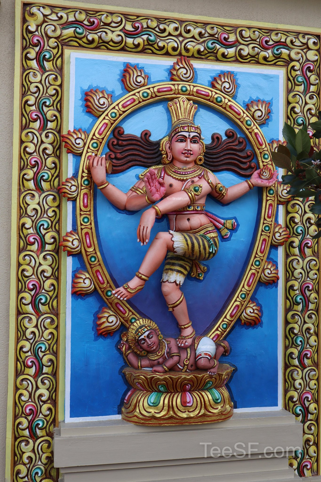 A framed Shiva artwork inside Shiva Murugan Temple in Concord.